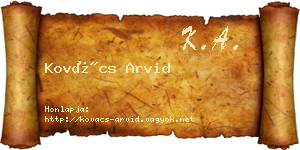 Kovács Arvid névjegykártya